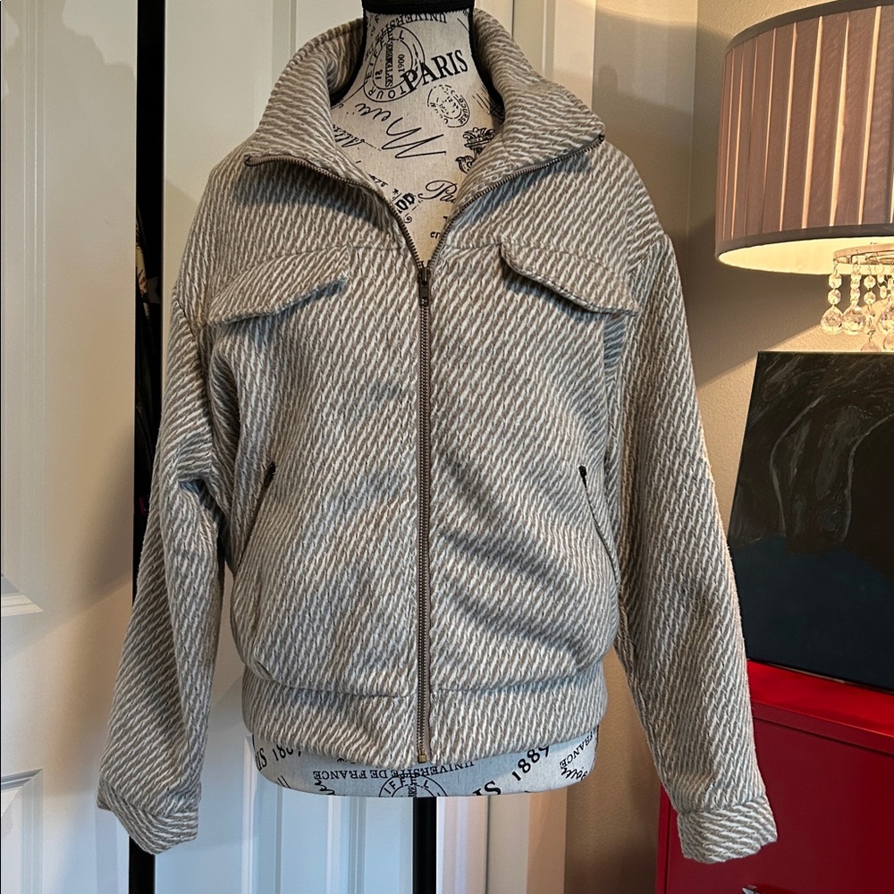 Nwot Herringbone Patterned Bomberjacket By Bohme - image 1